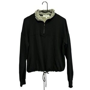 Hippie Rose Black Cropped Quarter Zip Women’s Pullover Top Size Medium NWT